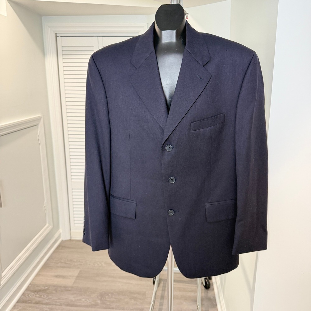 Chaps Ralph Lauren Mens Navy Blue Pure New Wool Blazer Jacket Sport Coat 42S